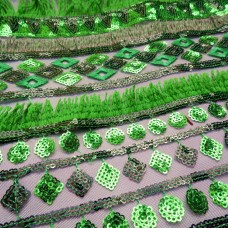 Ткань Пайеточная с бахромой (зеленый)